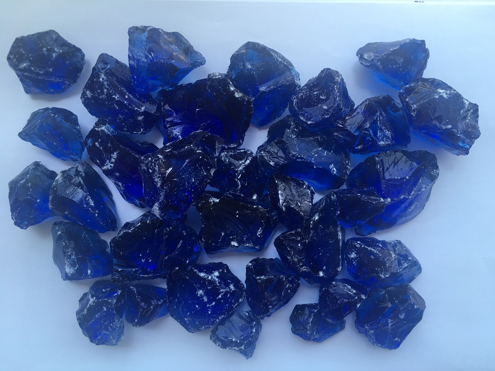 Tumbled Glass Rocks Dark Blue Color for Landscape