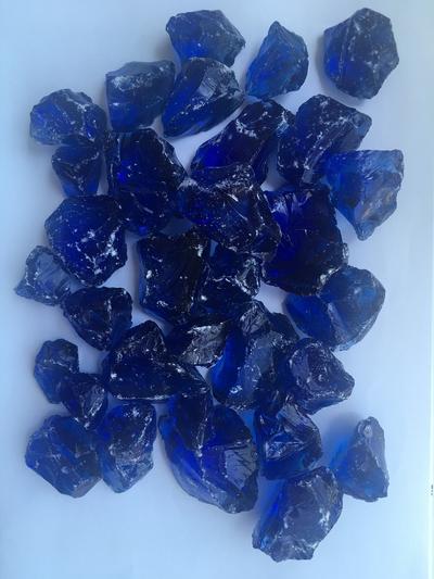 Tumbled Glass Rocks Dark Blue Color for Landscape