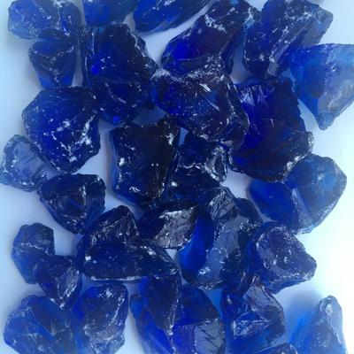 Tumbled Glass Rocks Cobalt Blue Color for Landscaping